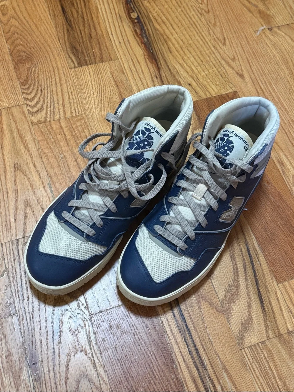 ALD New Balance 650R Navy Blue and Cream High-Top Sneakers